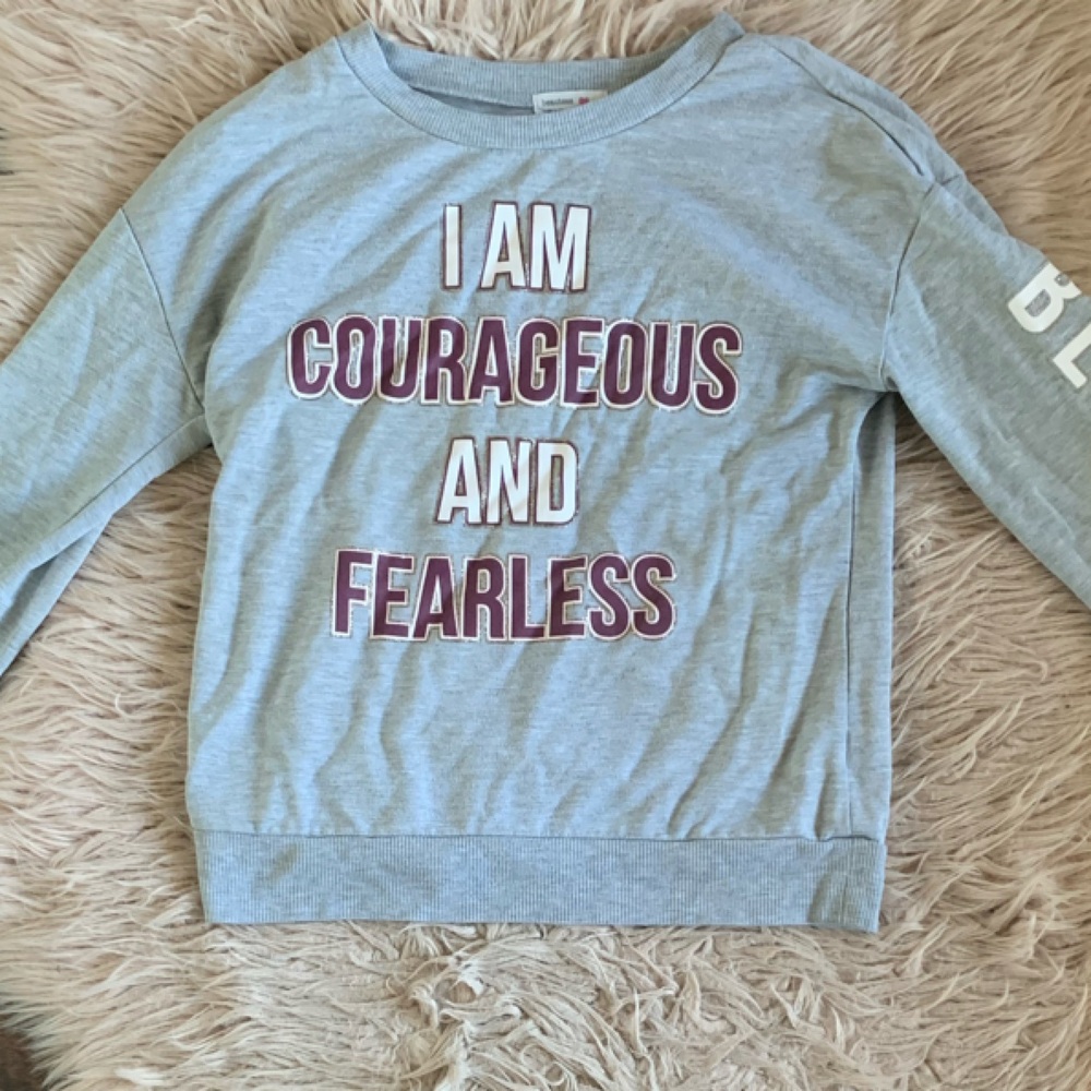 Girl’s Gray Long Sleeve Shirt with Text